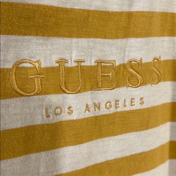 Yellow Striped Guess Short Sleeve Shirt - Picture 4 of 5